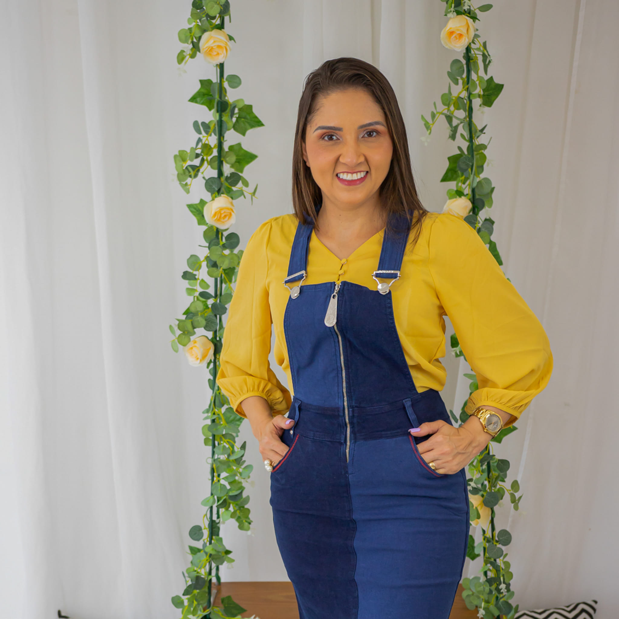 Jardineira Denim Bella