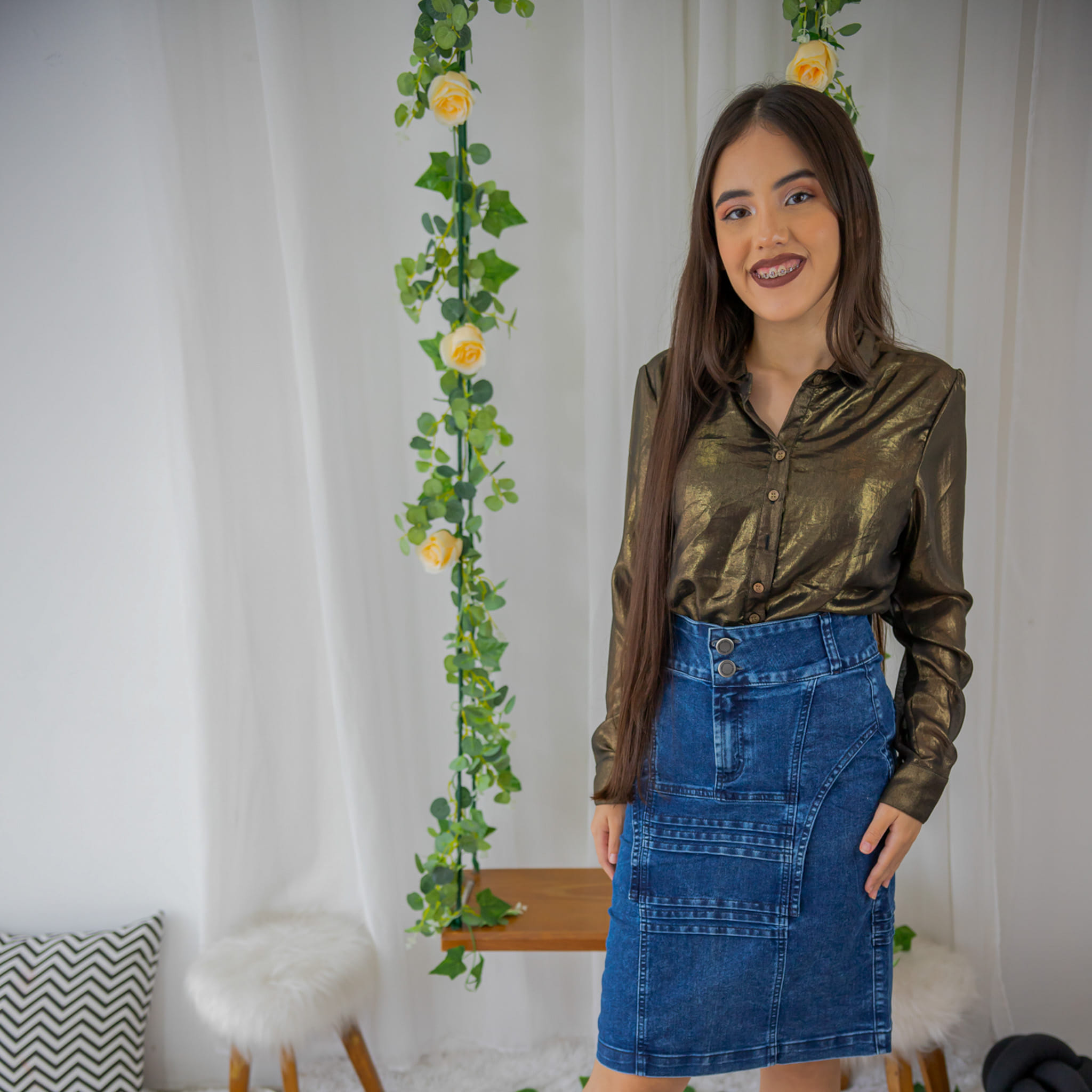 Saia Patchwork Denim - Imagem 3